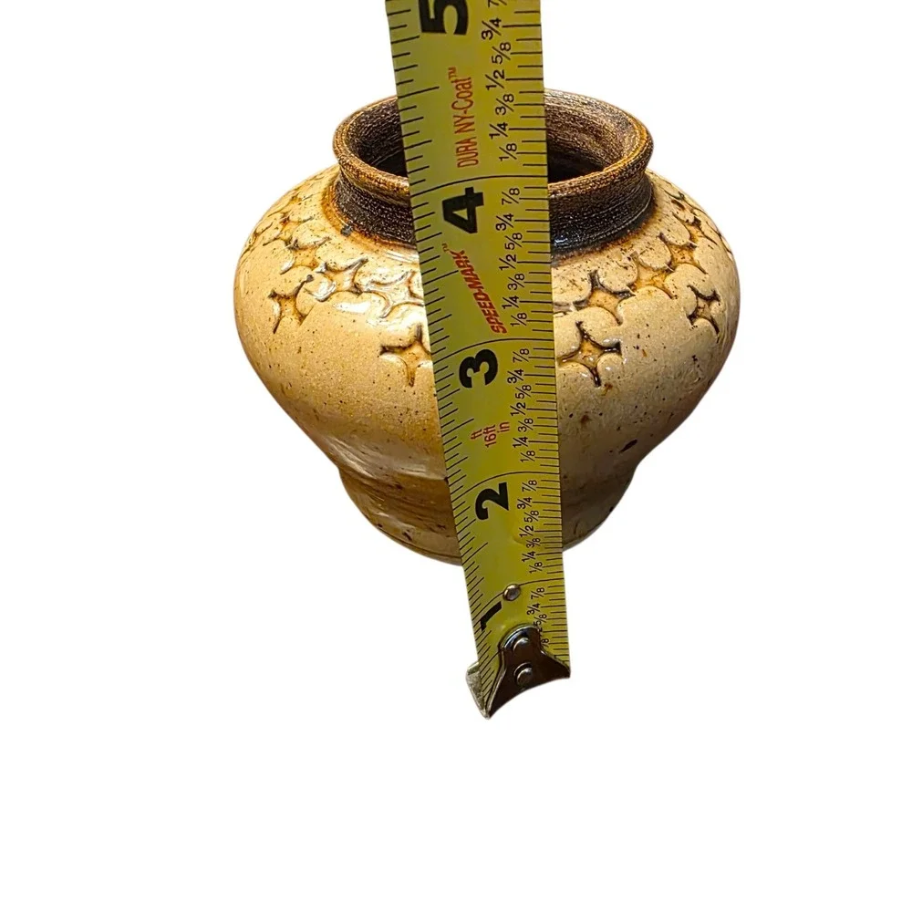 Handmade  Pottery Vase Beige & Brown‎  4